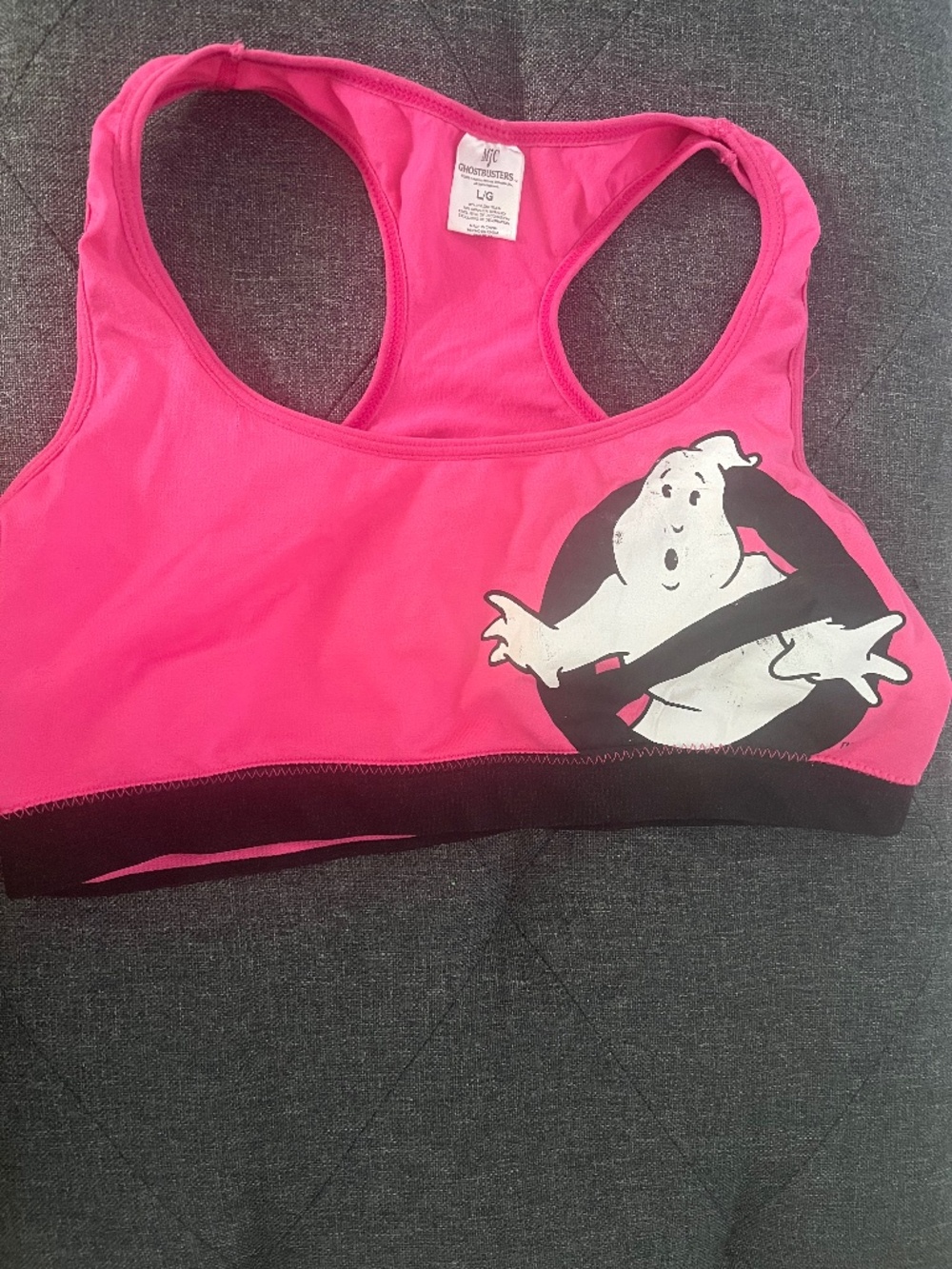 Pink Ghostbusters Halloween Sports Bra Large